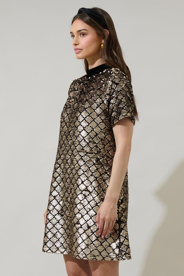 Sugarlips Leslie Sequin Nova Back Bow Tie Mini Dress