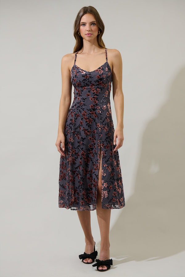 sugarlips Liberty Floral Midnight Parting Ways Midi Dress