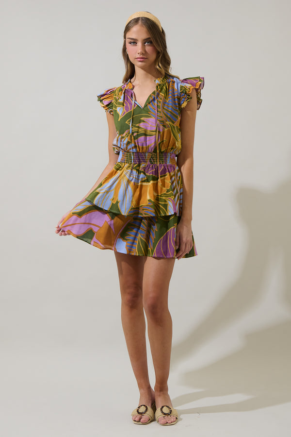 Sugarlips Lilburn Tropics Clifton Tiered Ruffle Dress