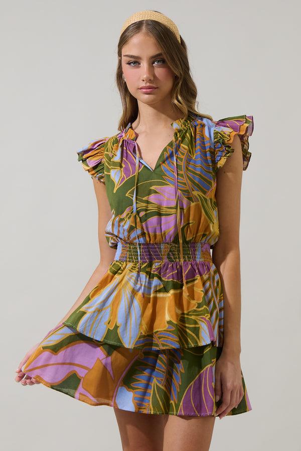 sugarlips Lilburn Tropics Clifton Tiered Ruffle Dress