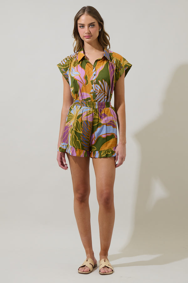 Sugarlips Lilburn Tropics Daniela Ruffle High Waisted Shorts