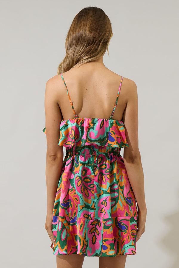 Sugarlips Lilia Tropical Convertible Ruffle Mini Dress