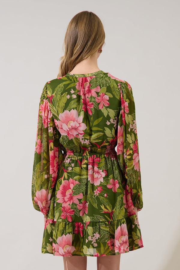 Sugarlips Lilikoi Floral Paxton Balloon Sleeve Mini Dress