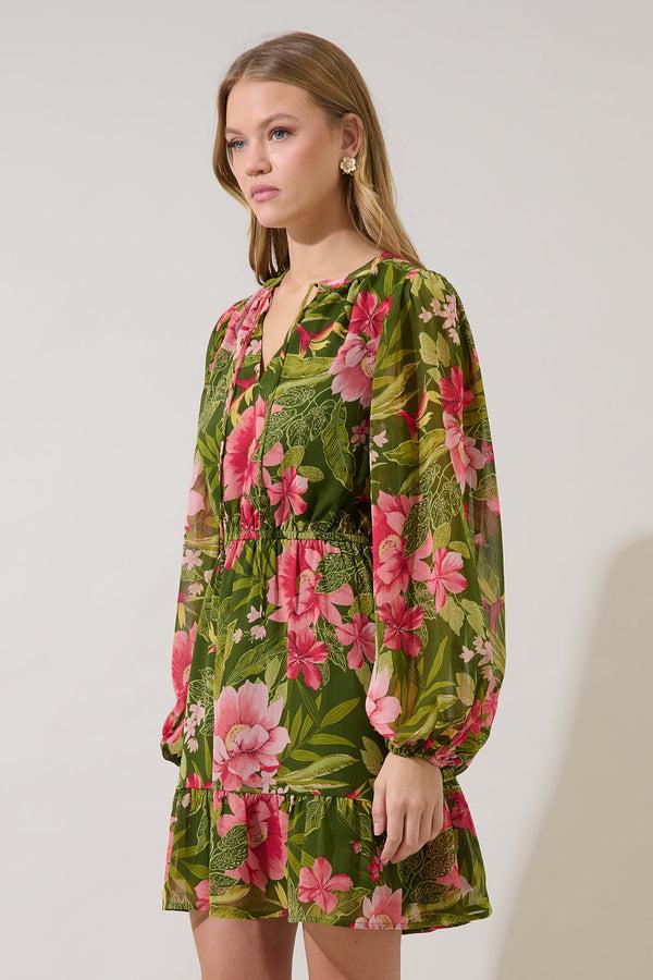 Sugarlips Lilikoi Floral Paxton Balloon Sleeve Mini Dress