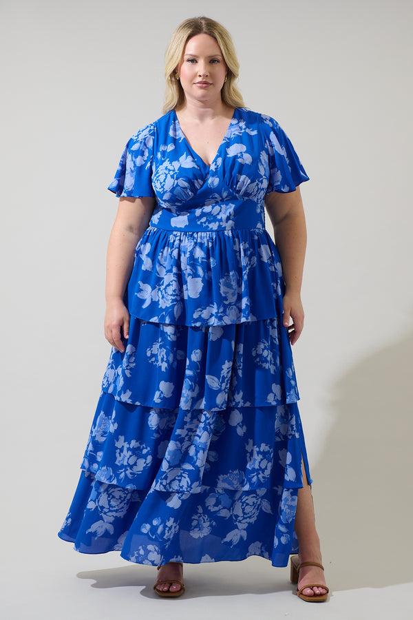 sugarlips Lilith Floral Amabel Tiered Maxi Dress Curve