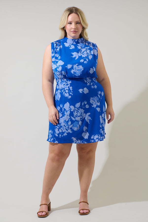 Sugarlips Lilith Floral Hallie Mock Neck Mini Dress Curve