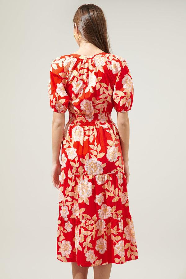 Sugarlips Lilo Tropics Hacienda Puff Sleeve Midi Dress