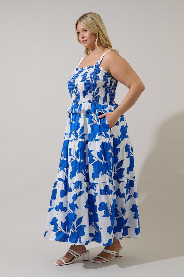 Sugarlips Lindsy Smocked Maxi Dress Gemmi Floral Curve