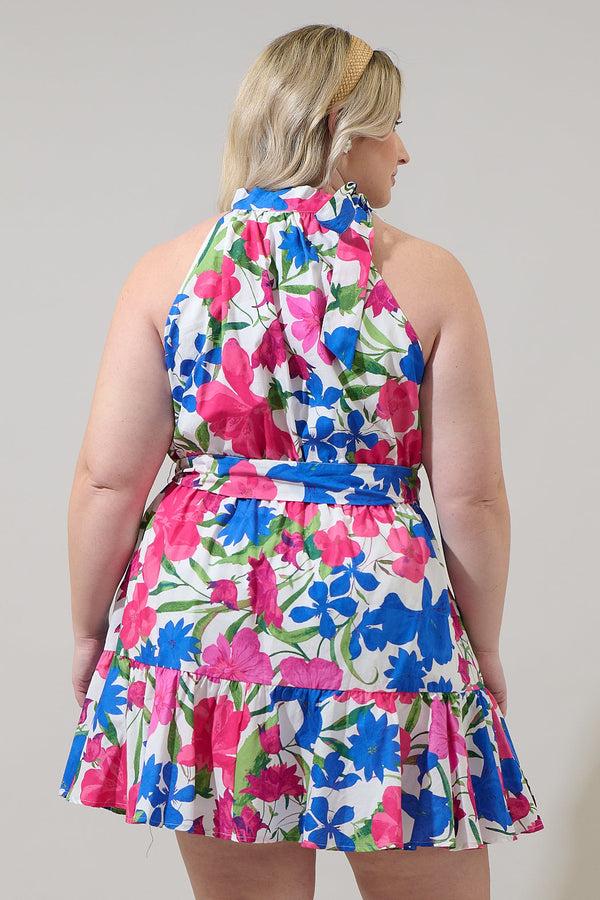 Sugarlips Liran Floral Melis Halter Mini Dress Curve