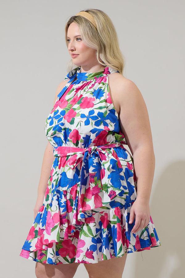 Sugarlips Liran Floral Melis Halter Mini Dress Curve
