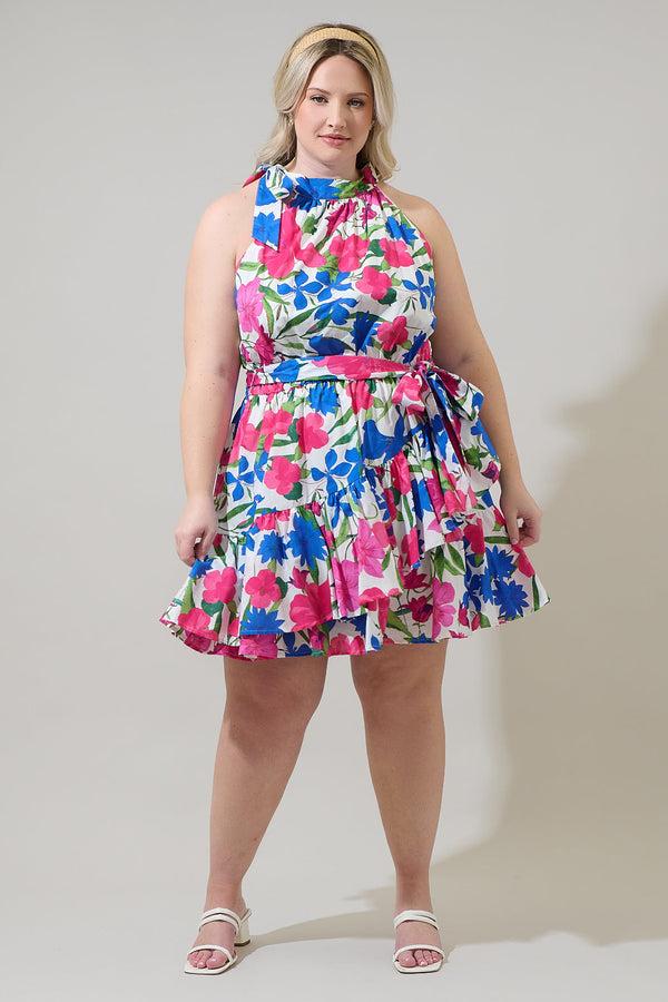 Sugarlips Liran Floral Melis Halter Mini Dress Curve