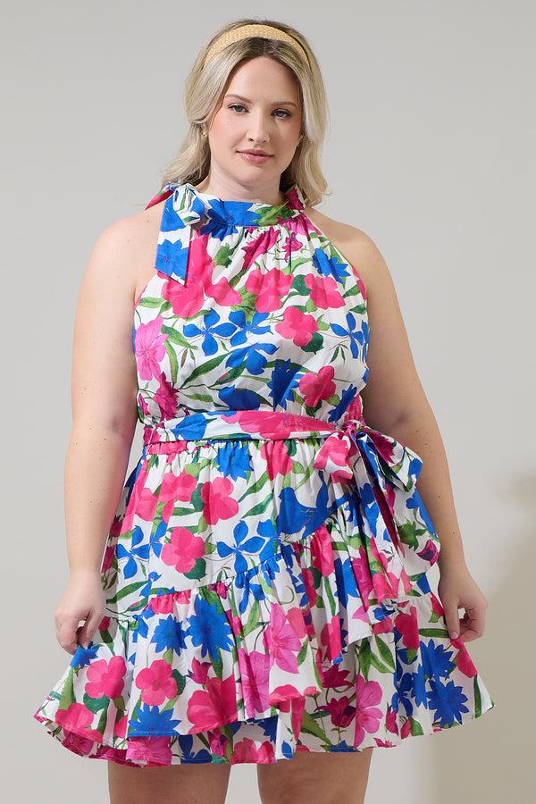 sugarlips Liran Floral Melis Halter Mini Dress Curve