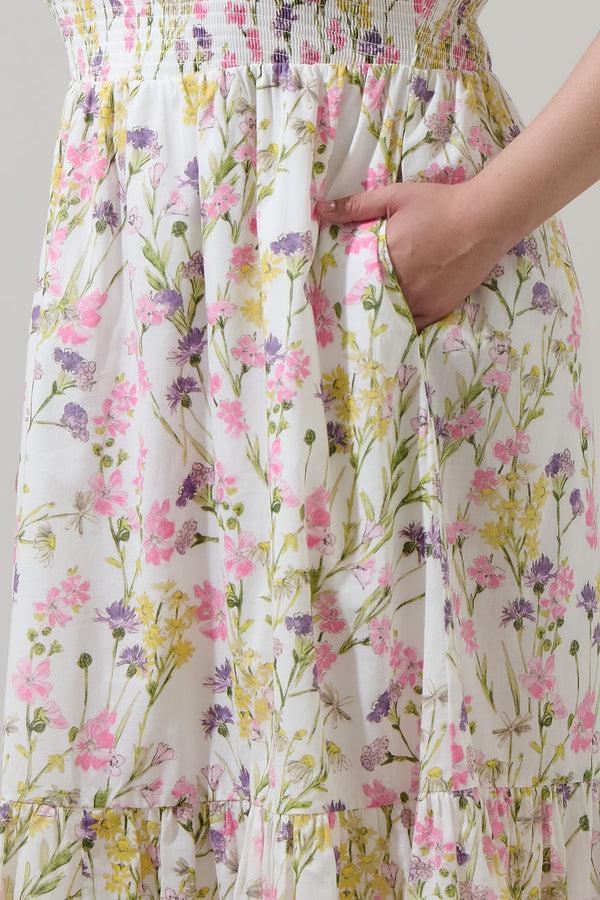 Sugarlips Lita Floral Patte Tiered Midi Dress Curve