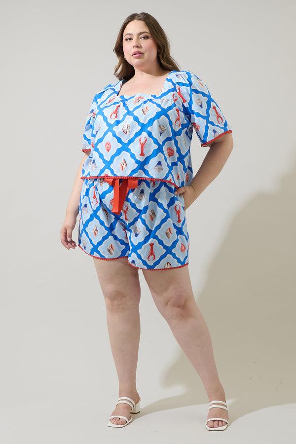 Sugarlips Lobster Bay Melia High Waisted Shorts Curve