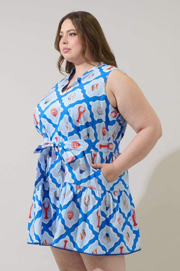 Sugarlips Lobster Bay Vilma Sleeveless Mini Dress Curve