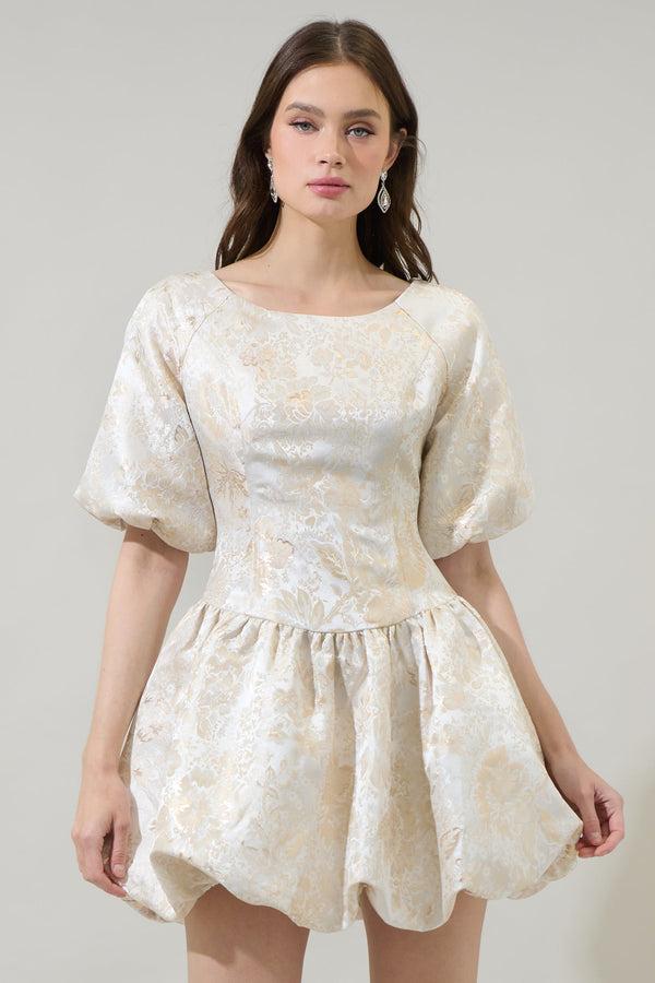 Sugarlips Lola Jacquard Elisah Floral Bubble Mini Dress