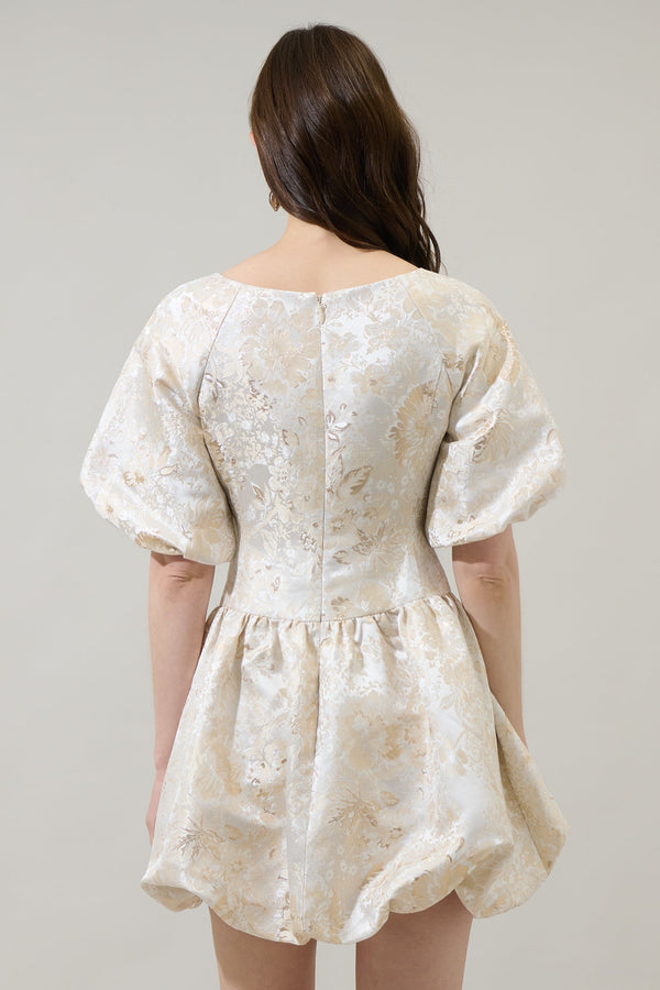Sugarlips Lola Jacquard Elisah Floral Bubble Mini Dress