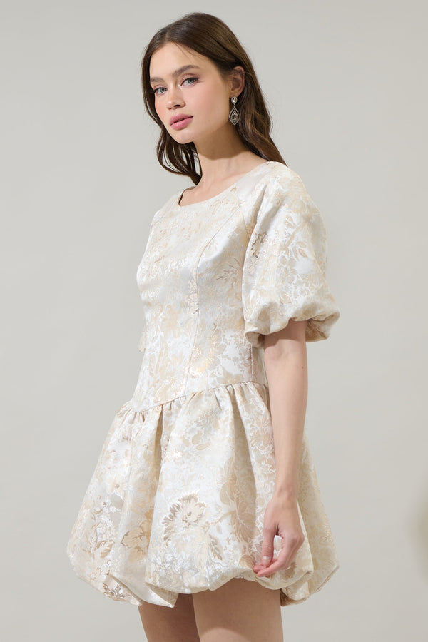 Sugarlips Lola Jacquard Elisah Floral Bubble Mini Dress