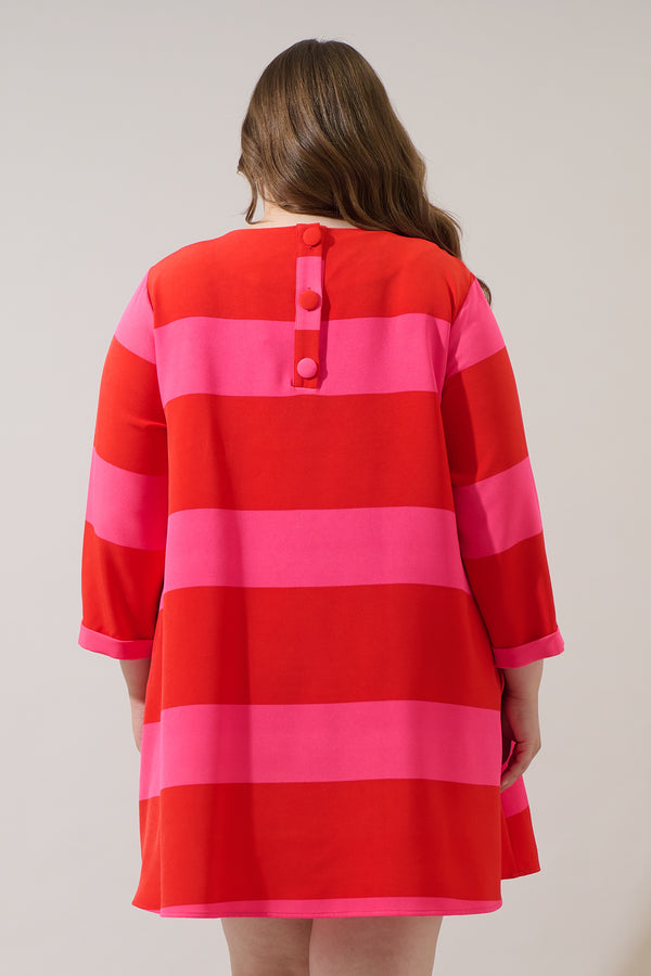 Sugarlips Lolli Stripe Lonna Shift Mini Dress Curve