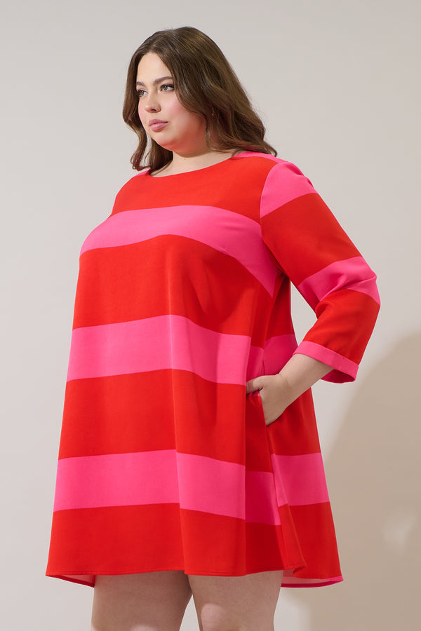 Sugarlips Lolli Stripe Lonna Shift Mini Dress Curve