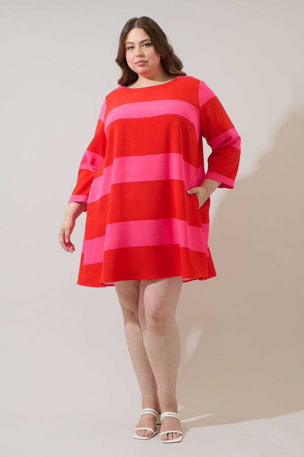 Sugarlips Lolli Stripe Lonna Shift Mini Dress Curve