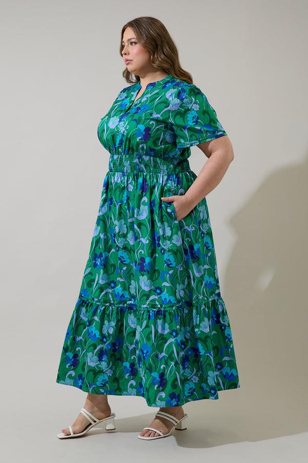 Sugarlips Lomeli Floral Belraj Poplin Maxi Dress Curve