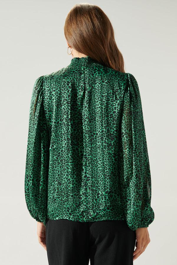Sugarlips Loren Leopard Figaro Balloon Sleeve Blouse