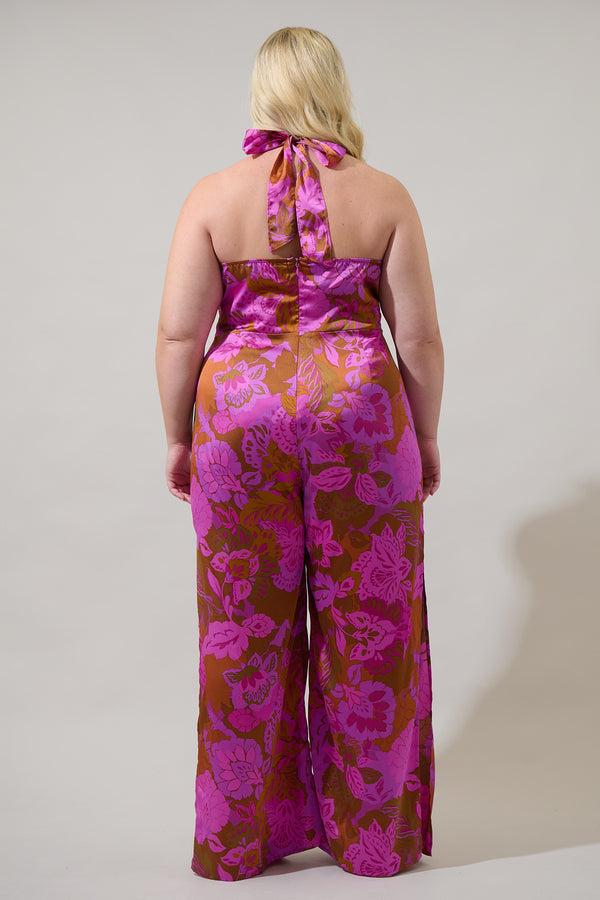 Sugarlips Lorian Floral Magic Moment Halter Jumpsuit Curve