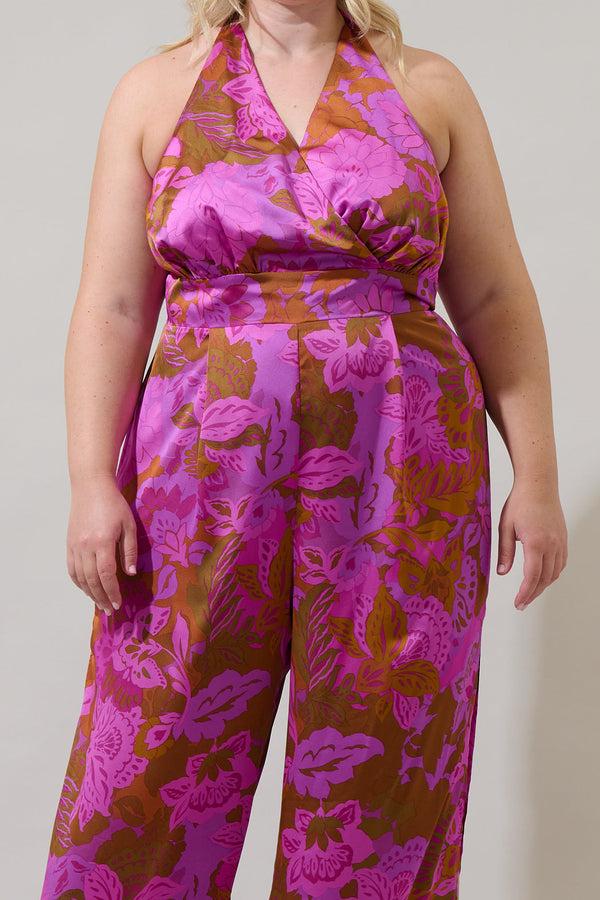 Sugarlips Lorian Floral Magic Moment Halter Jumpsuit Curve