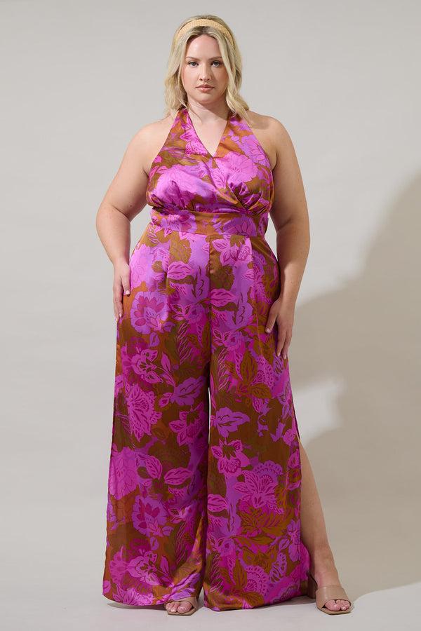 sugarlips Lorian Floral Magic Moment Halter Jumpsuit Curve