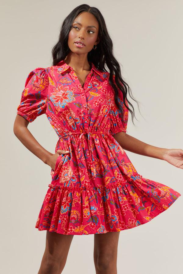 Sugarlips Lorie Floral Stacie Button Down Mini Dress