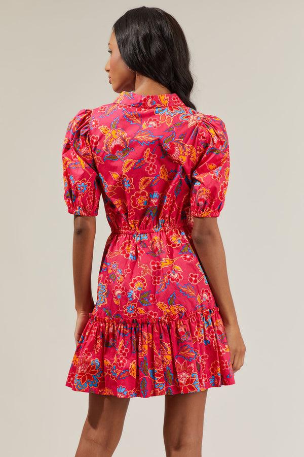 Sugarlips Lorie Floral Stacie Button Down Mini Dress
