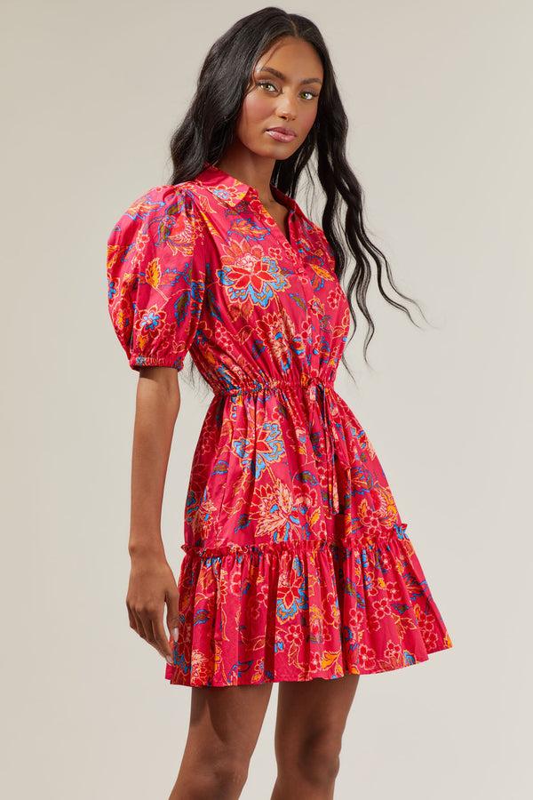 Sugarlips Lorie Floral Stacie Button Down Mini Dress