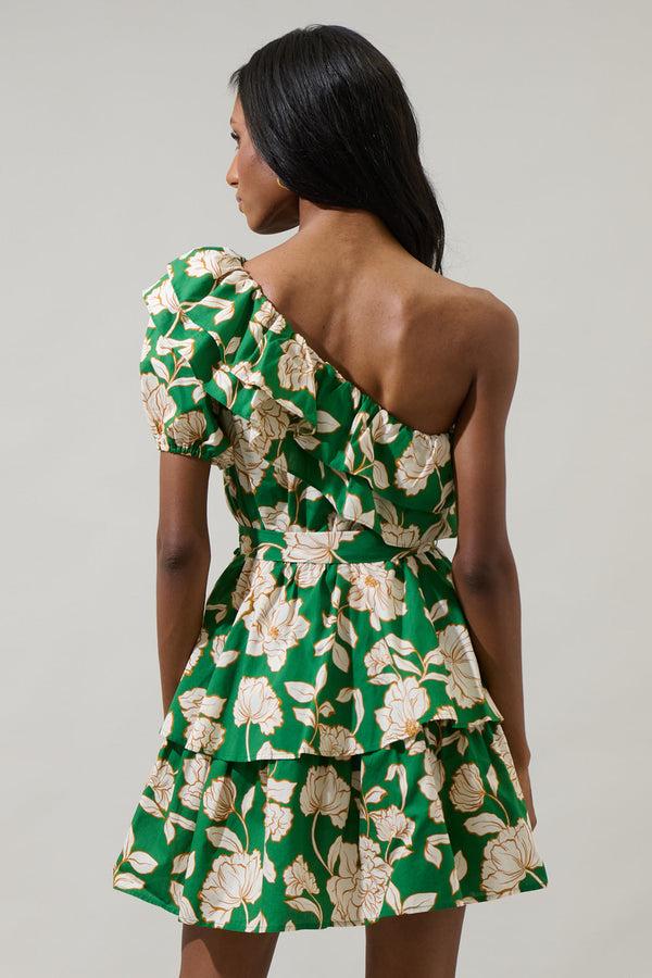 Sugarlips Lucena Floral Irene One Shoulder Mini Dress