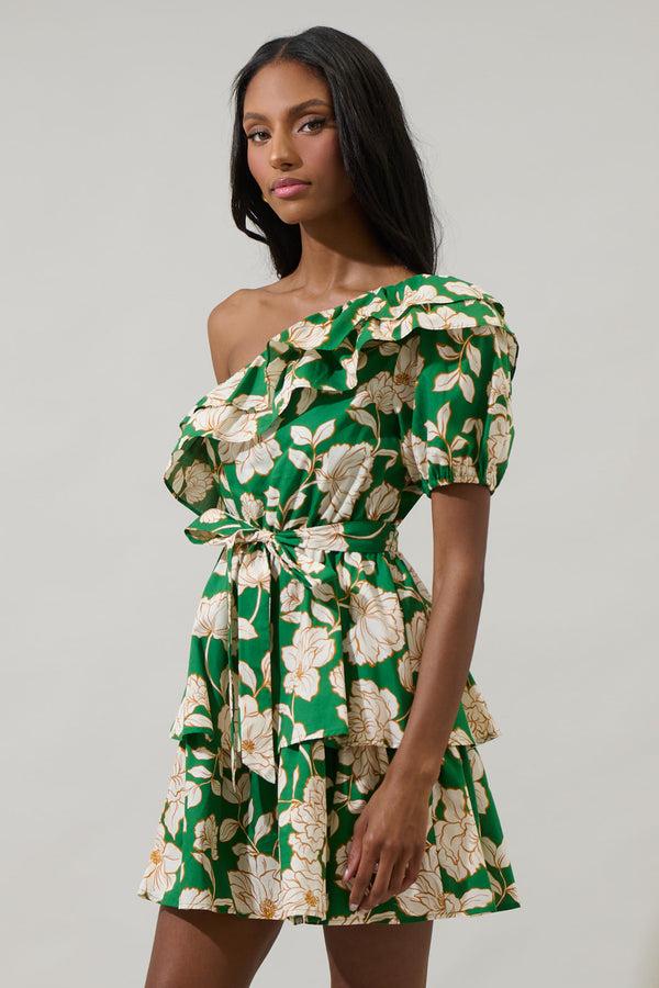 Sugarlips Lucena Floral Irene One Shoulder Mini Dress