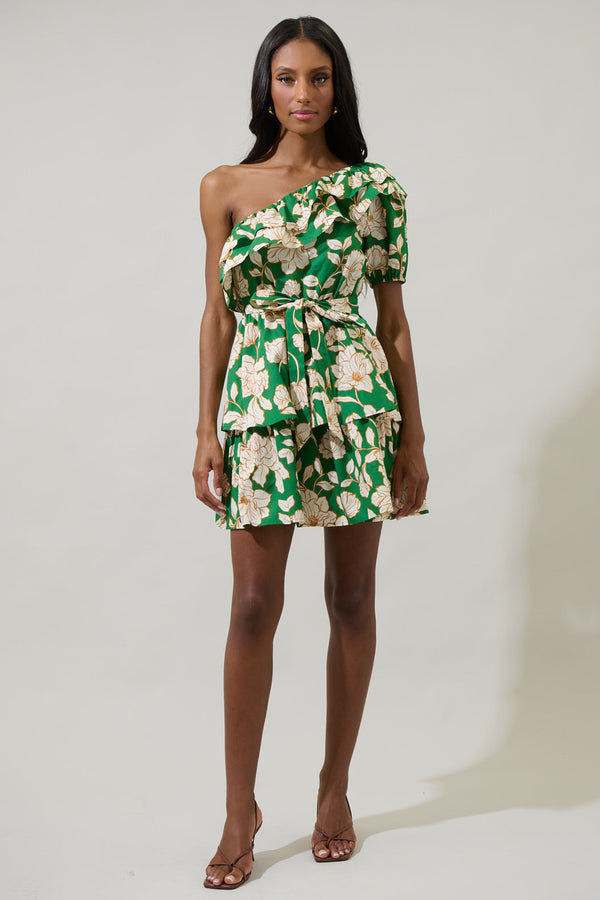 Sugarlips Lucena Floral Irene One Shoulder Mini Dress