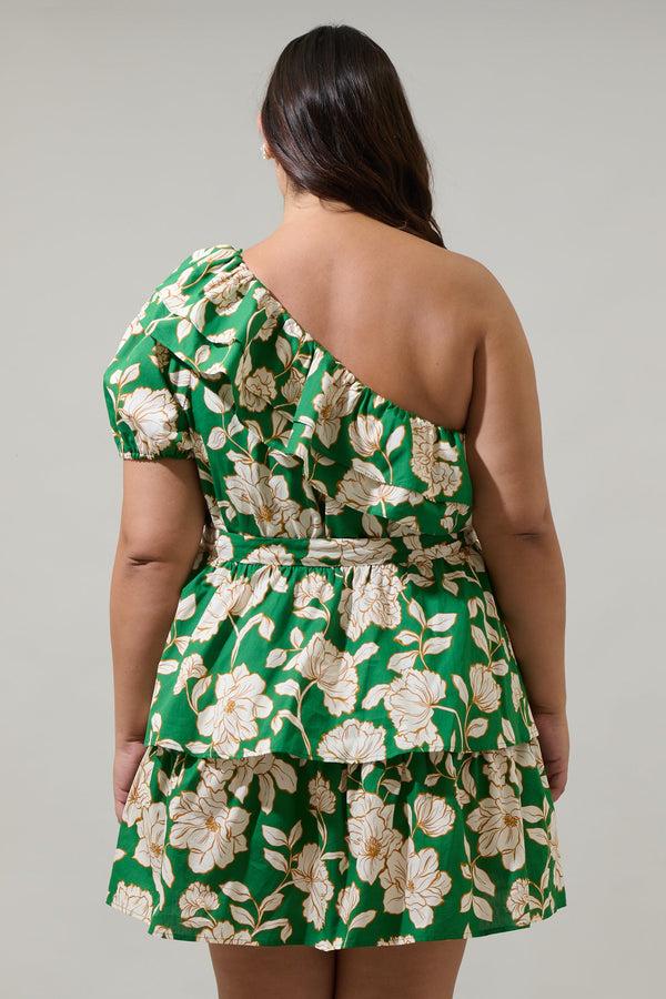 Sugarlips Lucena Floral Irene One Shoulder Mini Dress Curve