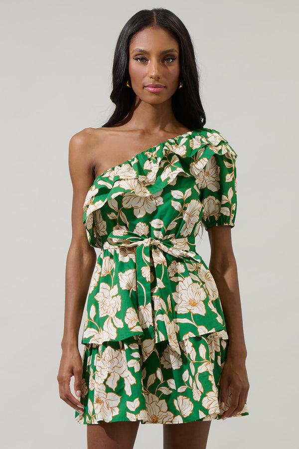 sugarlips Lucena Floral Irene One Shoulder Mini Dress