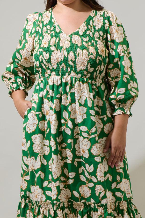 Sugarlips Lucena Floral Lemy Poplin Midi Dress Curve