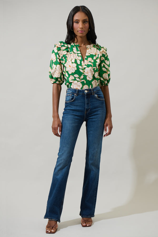 Sugarlips Lucena Floral Paz Poplin Short Sleeve Top