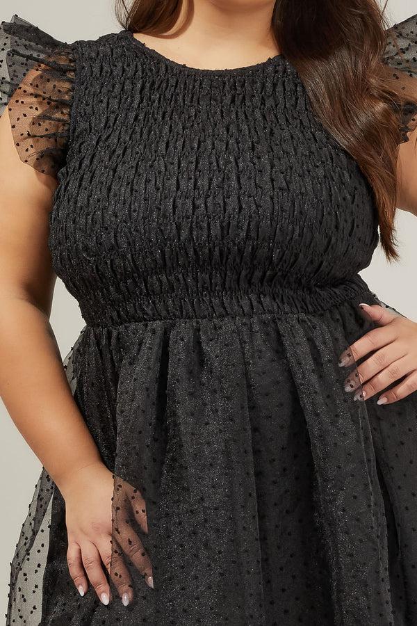 Sugarlips Lucille Organza Dot Smocked Midi Dress Curve