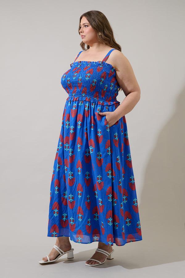 Sugarlips Lucinda Floral Riela Smocked Midi Dress Curve