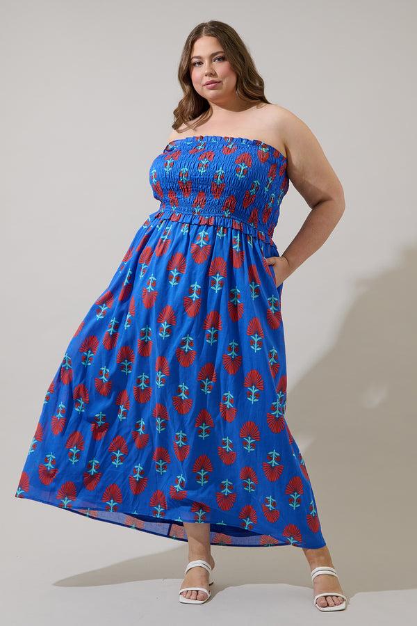 Sugarlips Lucinda Floral Riela Smocked Midi Dress Curve