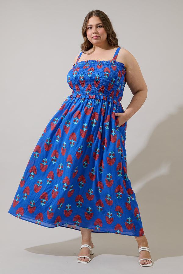 sugarlips Lucinda Floral Riela Smocked Midi Dress Curve