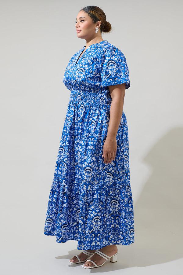 Sugarlips Lulu Floral Belraj Poplin Maxi Dress Curve