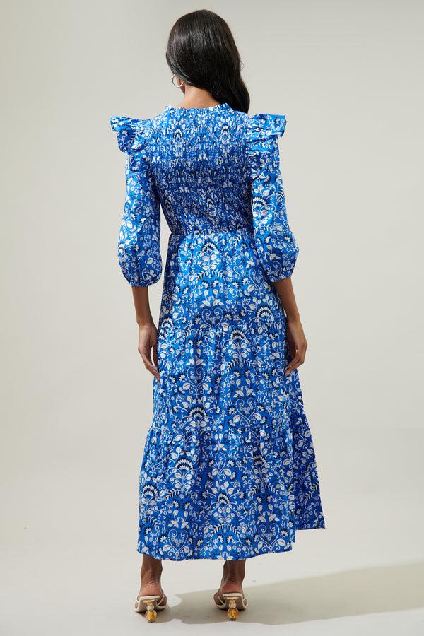 Sugarlips Lulu Floral Brighton Smocked Poplin Maxi Dress
