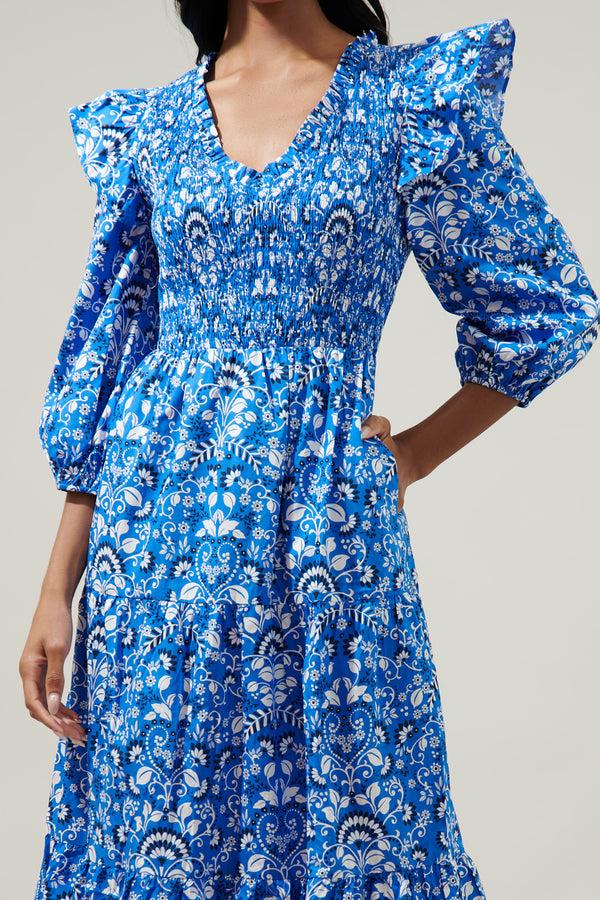 Sugarlips Lulu Floral Brighton Smocked Poplin Maxi Dress