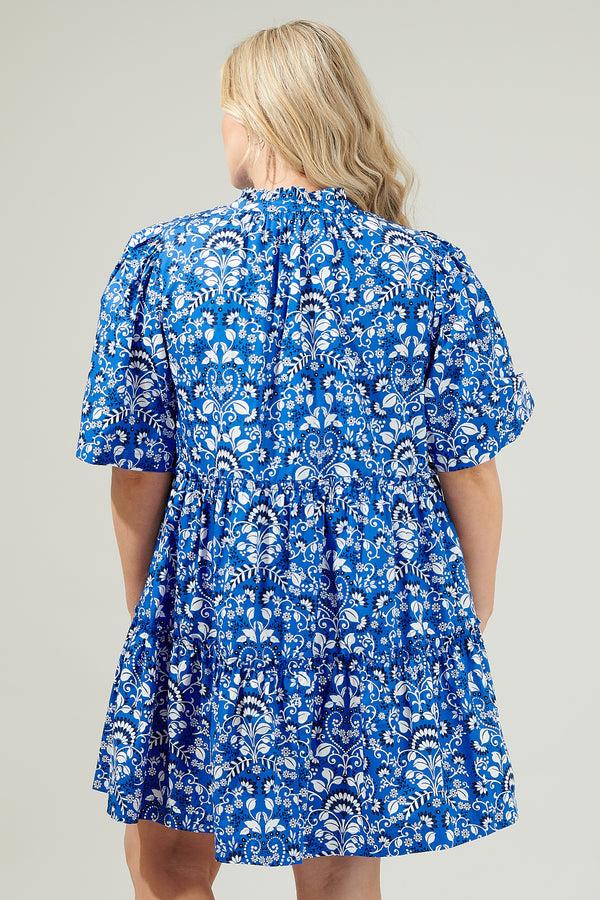 Sugarlips Lulu Floral Dixie Split Neck Shift Dress Curve