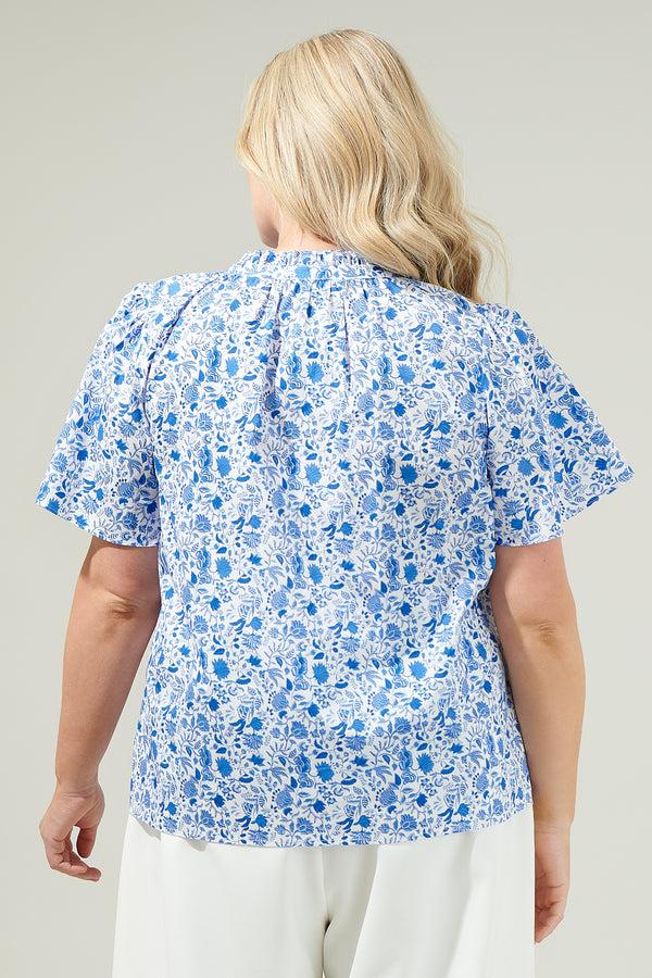 Sugarlips Luray Floral Lily Floral Ruffle Blouse Curve