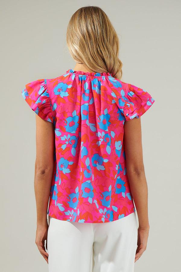 Sugarlips Lusma Floral Bellissima Ruffle Sleeve Top